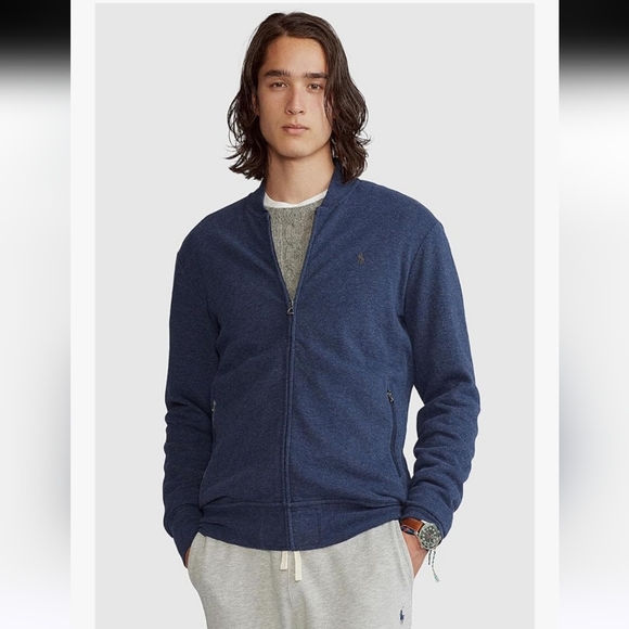 Polo Ralph Lauren Mens Double Knit Luxury Jersey Full Zip Sweater Medium - Picture 1 of 12